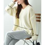 ステッチレース編みケーブルニット