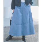 ショッピングダンガリー 【洗える】ライトダンガリー フレア スカート