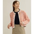 ショッピングスパンコール スパンコールミックスノーカラーニットジャケット/洗える