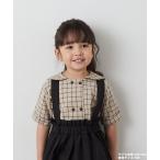 ダブルボタンセーラーカラー半袖チェックブラウス