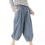 ショッピングダンガリー コットンダンガリー ワンポイントタブ刺繍コクーンシルエットパンツ