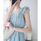 【mily bilet】甘くて軽やか。フリルショルダーAラインティアードキャミワンピース(ロング)