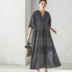 【WEB限定】〈手洗い可能〉Fanaka:クリンクル 袖 フレア ロング ワンピース
