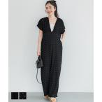 【シワが目立ちにくい】シボシャーリングVネックオールインワン 全2色