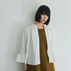 ノーカラーダブルカフスブラウス≪洗濯機で洗える≫