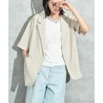 リネンライク半袖テーラードジャケ