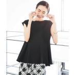 [WEB限定/接触冷感]フレンチスリーブペプラムカットソー