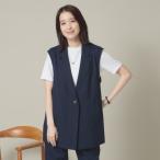 ショッピングジレ 【手洗い可】麻調メッシュジレ