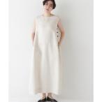 ◆リネンボートネックロングワンピース