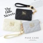 パスケース 定期入れ ストラップ付き リール リール付き  ICカード キルティング フレジェ
