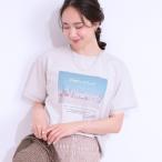 【ひんやりUVカット】選べる3柄 お袖チュールで差をつける ロゴプリントTシャツ