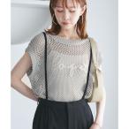 コード刺繍入りメッシュサマーニット