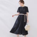 【配色・きれいめ・通勤】タックプリーツ配色ワンピース