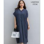 【Lサイズ限定/接触冷感/速乾性/洗える】エアリーブライトローン Vネックワンピース