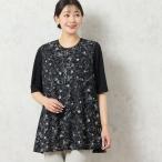 ショッピングモノトーン 【洗える・日本製】モノトーンフラワーチュニック