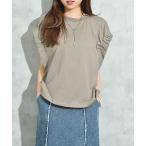 度詰め天竺袖口ギャザープルオーバ