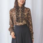 【NARACAMICIE】ヒョウ柄フリル長袖ブラウス