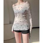 BORA AURA 3点セットシャーリングリボン柄体型カバー水着ビキニ