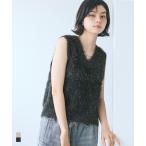 ラメふんわりシャギーVネックニットベスト 全2色