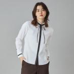 ショッピングフリル 【洗えるコットン100％】フリルカラーボウタイブラウス