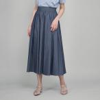 ダンガリーデニムギャザーフレアスカート≪手洗い可能≫