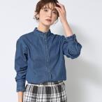 ショッピングフリル 【洗える】フリルデニムシャツ