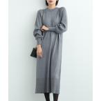 袖リブデザインニットワンピース