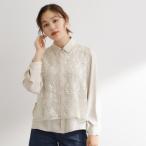 リーフ刺繍スパンコールベスト＆ブラウスセット