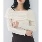 ショッピングオフショルダー テレコオフショルダーロングスリーブプルオーバー