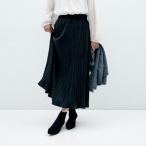 ショッピングスエード 【シワ知らずウエストゴム】スエード風プリーツスカート