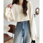ショッピングバルーン 【25AW新作】さらり滑らか。綿100％タック入りバルーンスリーブプルオーバー(長袖)