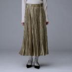 【ウエスト総ゴム／ロング丈】ランダムプリーツベロアスカート