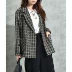 再生チェック柄ダブルジャケット