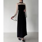 ベルスリーブキラキラタイトドレス