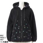 [15〜19号]レトロフラワー刺繍ボアフーディブルゾン(裏地付き)