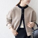 ショッピング柄 《一部追加予約》SHIPS any:〈手洗い可能〉モールヤーン クルーネック 千鳥柄 カーディガン