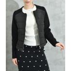 中綿＊ニット切替ノーカラージャケ