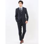 【ストレッチ ウォッシャブル】タカキュー 2ボタン2ピース ビジネスセットアップスーツ チェック紺
