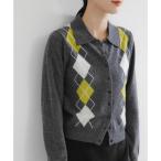ショッピングアーガイル アーガイルシャツカラーカーディガン