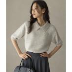 【襟取り外し可】スパンコールヤーン 5分袖ニット