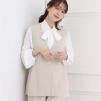 【洗えるイージーケアストレッチ】きちんと楽に。カットジョーゼットペプラムジレ