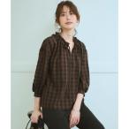 ショッピングモノトーン 【WEB＆一部店舗限定】ブロックチェック フリル ブラウス