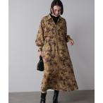 フロントフリル花柄ワンピース