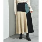 スエードブロッキングスカート
