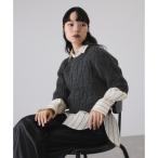ショッピングサステナブル商品 【サステナブル】ケーブルハーフスリーブニット