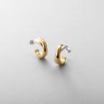 シルバー コンビカラー スモールフープ ダブルプランプピアス