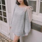 ショッピングチュニック ２ｗａｙ肩リボンニットチュニック