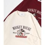 【ミッキー/ミニー/ベイマックスの刺繍】 裏毛 サガラ刺繍 クルーネックスウェットトレーナー
