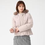 上品リボンと調整ウエストで着映える万能アウター。025秋冬新作 グログランリボンフードショートダウン