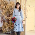 ショッピングサテン 【ウールライク素材】サテンリボンワンピース